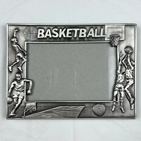 Vintage Pewter Basketball Picture Frame - Picture 1 of 4